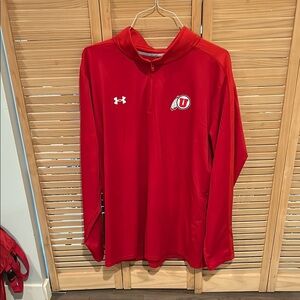 Under Armour Red Logo Quarter-Zip Pullover